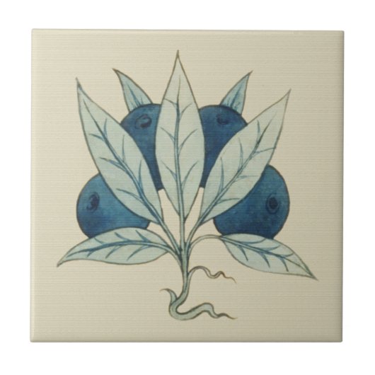 Blauwe bessen William De Morgan Tegeltje (Voorkant)