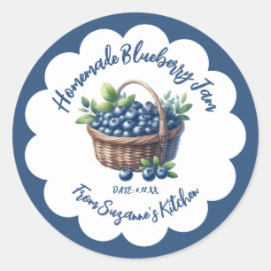 Blauwe-bessenjam-conserveringssticker voor inmaak ronde sticker