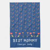 Blauwe beste bloem van moeder: moederdag tekenen theedoek (Verticaal)