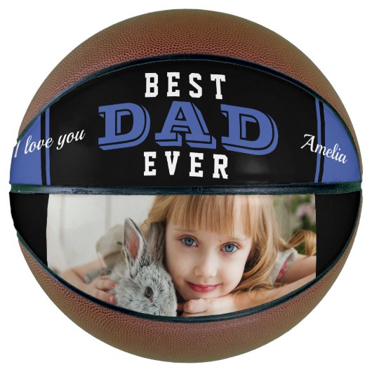 Blauwe beste vader ooit Typografie Basketbal (Voorkant)