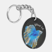 Blauwe Betta vechtvis Sleutelhanger (Voorkant Links)