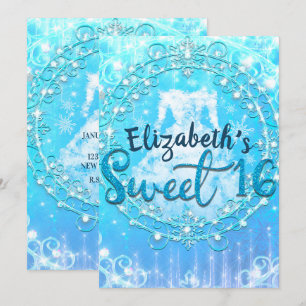 Blauwe Bevroren Winter Ijs Jurk Sweet 16 Feest Kaart