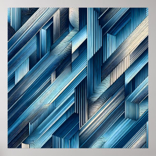 Blauwe Bewegingslijnen Poster