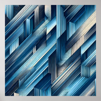 Blauwe Bewegingslijnen Poster