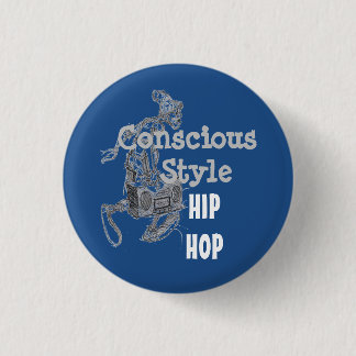 Blauwe, bewuste hippe-knop ronde button 3,2 cm