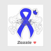 Blauwe bewustmakingslint met vlinder sticker (Vel)