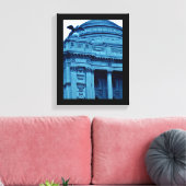 Blauwe bibliotheek canvas afdruk (Insitu (Woonkamer))