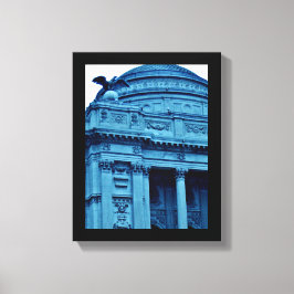 Blauwe bibliotheek canvas afdruk