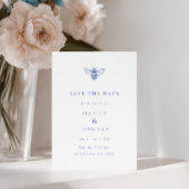 Blauwe bij foto bruiloft save the date