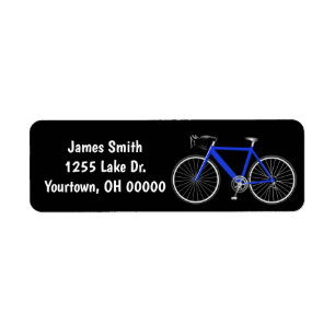 Blauwe bike op zwart label