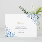 Blauwe bladeren Communitykaart bedankt (Staand voorkant)