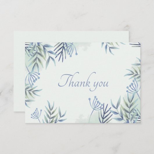 Blauwe bladeren en bessen Hartelijk dank Bedankkaart (Voorkant / Achterkant)