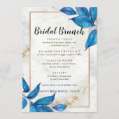 Blauwe bladeren Floral Bridal Brunch Menu (Voorkant)