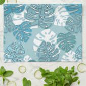 blauwe bladeren keukenhanddoek (Gevouwen)