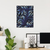 blauwe bladeren poster (Thuiskantoor)