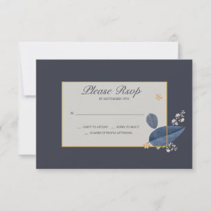 Blauwe bladeren RSVP-kaarten Kaart
