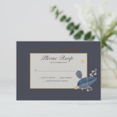 Blauwe bladeren RSVP-kaarten Kaart (Staand voorkant)