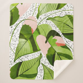 Blauwe bladeren sherpa deken