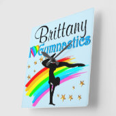 BLAUWE BLAUW GEPERSONALISEERDE GYMNAST CLOCK VIERKANTE KLOK (Hoek)