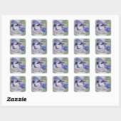 BLAUWE BLAUWE BIRD VIERKANTE STICKER (Vel)