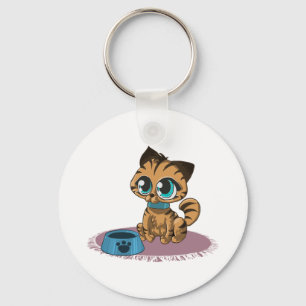 BLAUWE BLAUWE GEOOGDE KITTEN OP EEN PAARS MAT SLEUTELHANGER