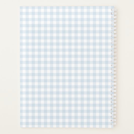 Blauwe blauwe Gingham Aangepaste jaarplank Planner (Achterkant)