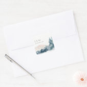 BLAUWE BLAUWE MOUNTAINES PINE MONOGRAM WEDDING VIERKANTE STICKER (Envelop)