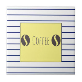 Blauwe blauwe strepen van katoenbonen tegeltje