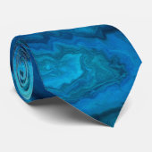 Blauwe Blauwgroen abstractie van watervrij marmer Stropdas (Opgerold)