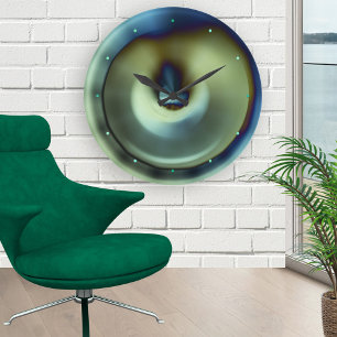 Blauwe Blauwgroen, korte ontwerpwandklok Ronde Klok