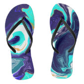 Blauwe Blauwgroen oceaanzwemmen Marmer Fluid Art Teenslippers (Voetbed)