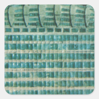 Blauwe blauwgroen tegels vierkante sticker