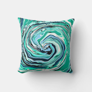 Blauwe, Blauwgroen, Turquoise- en White Swirls Mar Kussen