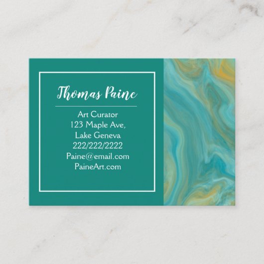 Blauwe, Blauwgroen, Turquoise Marble Art Visitekaartje (Voorkant)