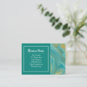 Blauwe, Blauwgroen, Turquoise Marble Art Visitekaartje (Staand voorkant)