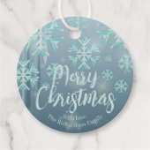 Blauwe Blauwgroen winter Wonderland Merry kerst Bedankjes Labels (Voorkant)