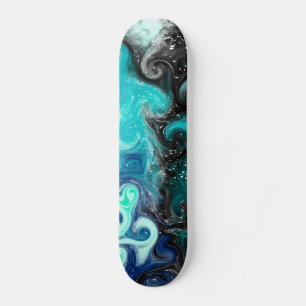 Blauwe, Blauwgroen, zwarte, lichtvochtige kunst Skateboard