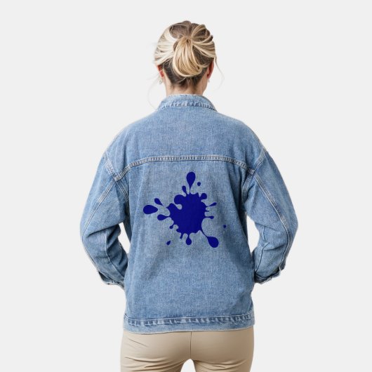 Blauwe bloeddag denim jacket (Model)
