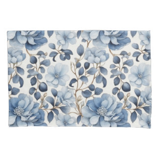 Blauwe Bloei - Kussenhoes met Bloemmotief