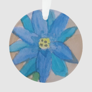 Blauwe Bloem Acryl Ornament