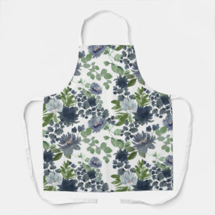 Blauwe bloem all-over print apron schort