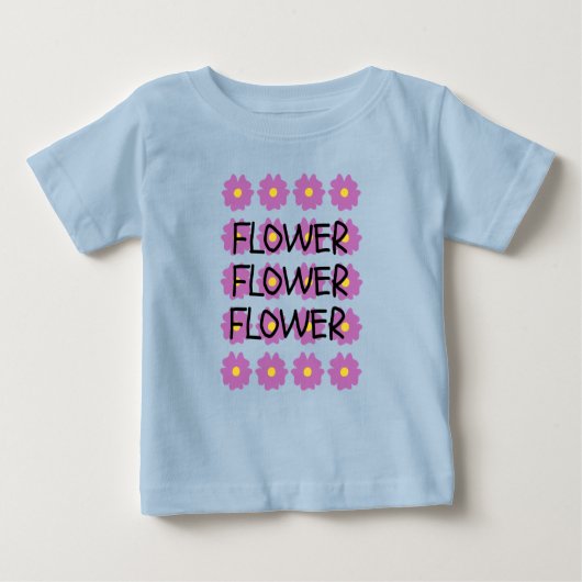 Blauwe bloem baby fijne t-shirt (Voorkant)