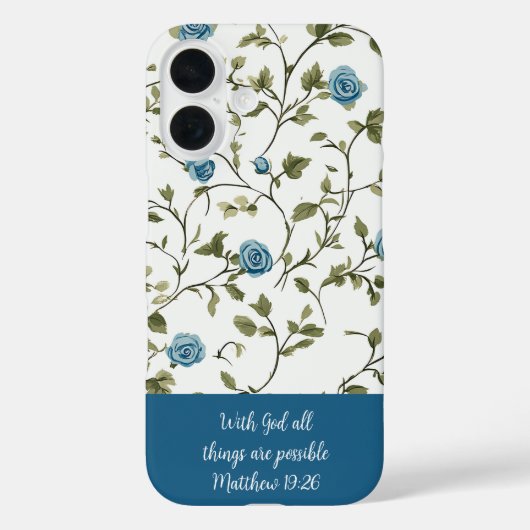 Blauwe Bloem Bijbelvers Case-Mate iPhone Case (Achterkant)