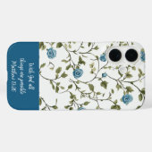 Blauwe Bloem Bijbelvers Case-Mate iPhone Case (Achterkant (horizontaal))