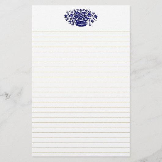 Blauwe  bloem briefpapier (Voorkant)