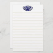 Blauwe  bloem briefpapier (Voorkant / Achterkant)