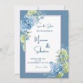 blauwe bloem bruiloft uitnodigingen (Voorkant)