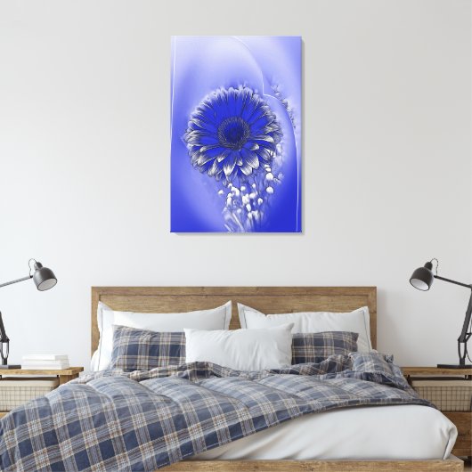 Blauwe bloem canvas afdruk (Insitu (Slaapkamer))