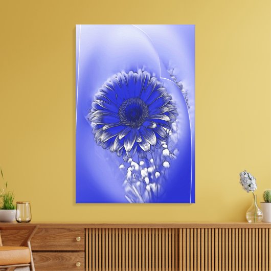 Blauwe bloem canvas afdruk (Insitu (Woonkamer))