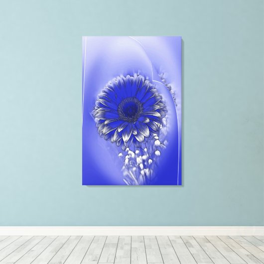 Blauwe bloem canvas afdruk (Insitu (Houten vloer))